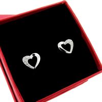 Kolczyki Srebrne 925 Serce Serduszka Serca z Cyrkoniami na Prezent dla Niej