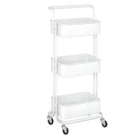Regał kuchenny łazienkowy na kółkach wózek 3 poziomy metalowy biały