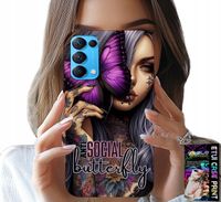 ETUI DO OPPO RENO5 4G 5G - ANTI SOCIAL BUTTERFLY RÓŻOWY MOTYL + SZKŁO
