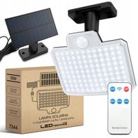Lampa solarna LED czujnik ruchu zmierzchu Naświetlacz zewnętrzny + pilot