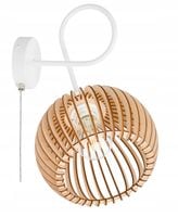 Lampa kinkiet E27 ścienny loft KULA XL drewno + włącznik on/off łańcuszkowy