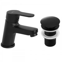 Bateria umywalkowa stojąca zestaw z korkiem klik klak bez przelewu czarny