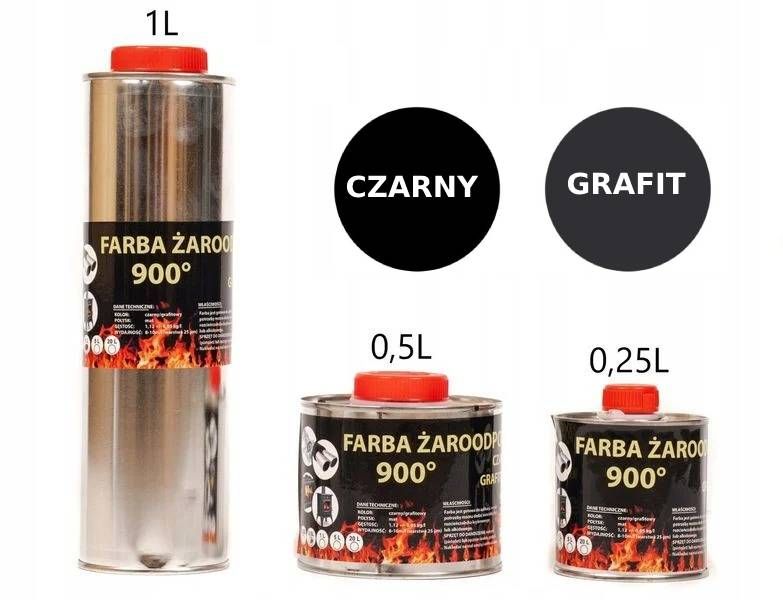 FARBA ŻAROODPORNA DO KOMINÓW TŁUMIKA PIECA 1L zdjęcie 1