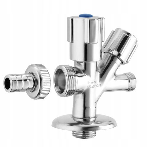 ZAWÓR KUREK KOMBI KOMBINOWANY DO BATERII PRALKI ZMYWARKI KĄTOWY 1/2x3/8x3/4 na Arena.pl