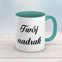 Kubek CLASSIC z turkusowym wnętrzem i uszkiem z Twoim nadrukiem
