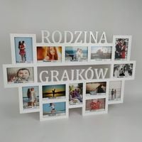 Multirama ramka na zdjęcia z napisem  Rodzina Nazwisko mdf 14 zdjęć