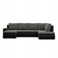 KANAPA NAROŻNIK FORESTA XXL Z OTOMANĄ POPIEL CZARNY Rogówka