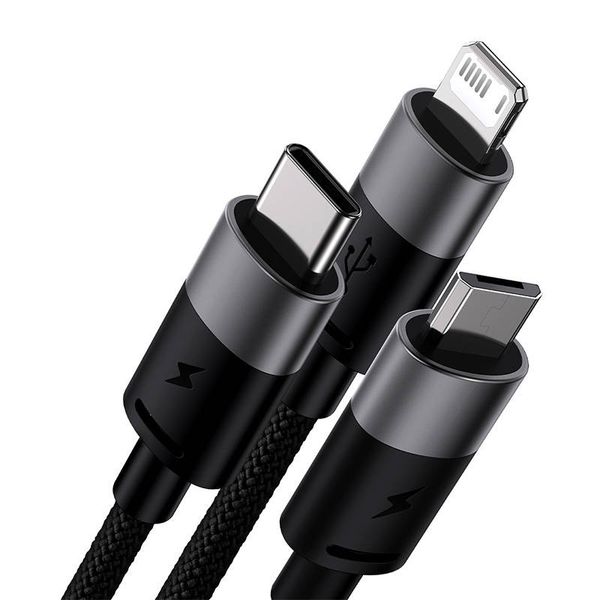 kabel usb 3w1 baseus starspeed, usb-c + micro usb + lightning, 3,5a zdjęcie 3