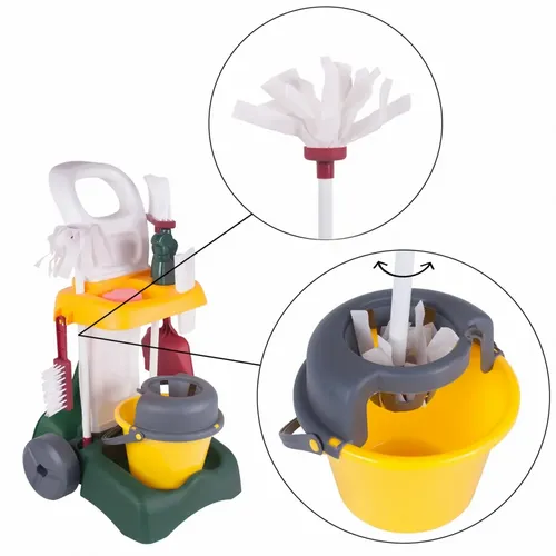 Zestaw Do Sprzątania Dla Dzieci Z Mopem Zmiotką i Akcesoriami na Wózku na Arena.pl