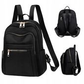 Czarny Plecak modny wodoodporny damski miejski  T115