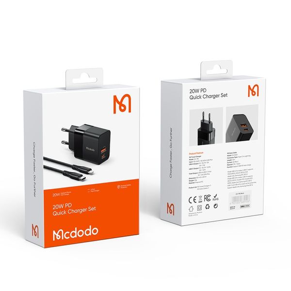MCDODO ŁADOWARKA USB USB-C 20W + KABEL DO IPHONE zdjęcie 3
