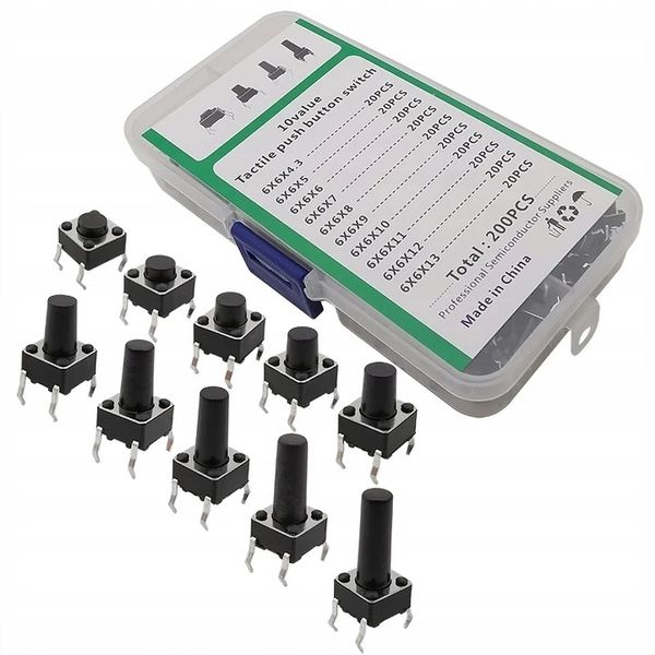 Zestaw przycisków tact switch mikroswitch 200 szt zdjęcie 1