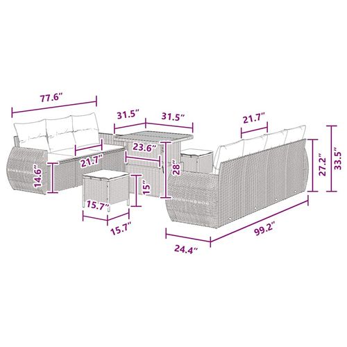 Zestaw Sof na Ogród 10 pcs Czarny polirattan na Arena.pl
