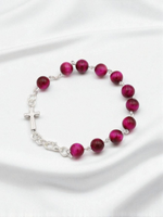 Bransoletka Tygrysie Oko Fuksja 8Mm.