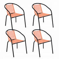 4 x fotel bistro sznurkowy wygodne krzesło ogrodowe na balkon do ogrodu