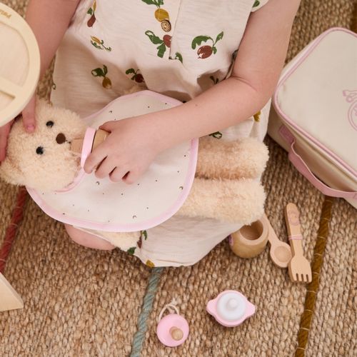 VIGA PolarB Drewniany Zestaw do Karmienia Lalki Torba - z Butelką i Śliniaczkiem na Arena.pl