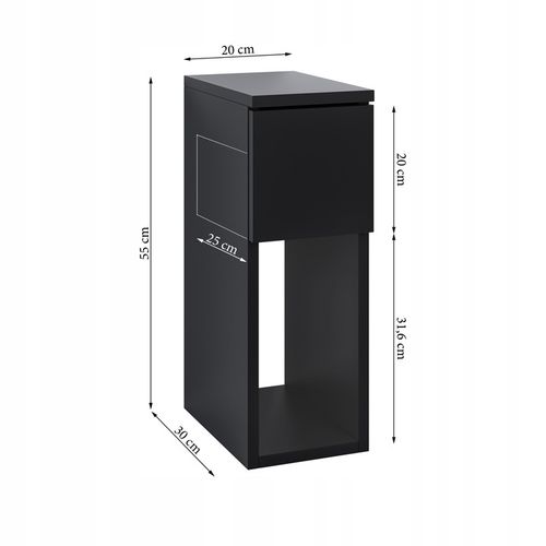 SZAFKA NOCNA CZARNA WĄSKA 20CM Z SZUFLADĄ I PÓŁKĄ LOFT STOLIK NOCNY na Arena.pl