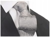 NATURALNY JEDWAB 100% Żakardowy Krawat Męski do Garnituru Ślub Wesele kj22s