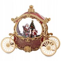 SZKLANA KULA Z POZYTYWKĄ KAROCA LED PODŚWIETLANA Z MIKOŁAJEM CHOINKĄ ŚWIĄTA