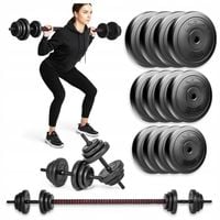 SZTANGA SKRĘCANA 2W1 DO TRENINGU ZESTAW OBCIĄŻENIA Z HANTLAMI GRYFEM