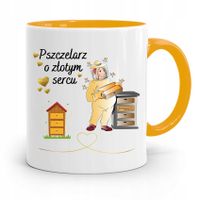 Kubek Zółty Dla Pszczelarza O Złotym Sercu Prezent Z Nadrukiem Ze Zdjęciem