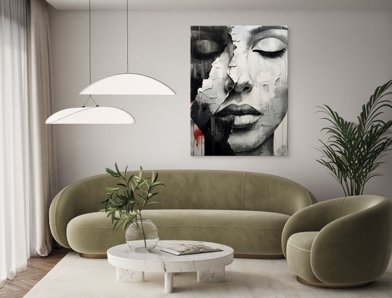 Obraz Do Salonu PORTRET Kobiety Usta Abstrakcja Beton 50cm x 70cm zdjęcie 9