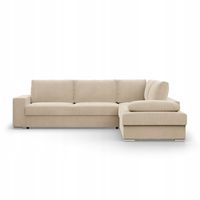 KANAPA NAROŻNIK VELANO BEŻOWY Rogówka Rozkładana z Funkcją Spania