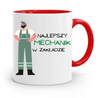 Kubek Czerwony Dla Mechanika Najlepszy W Zakładzie Z Nadrukiem Ze Zdjęciem