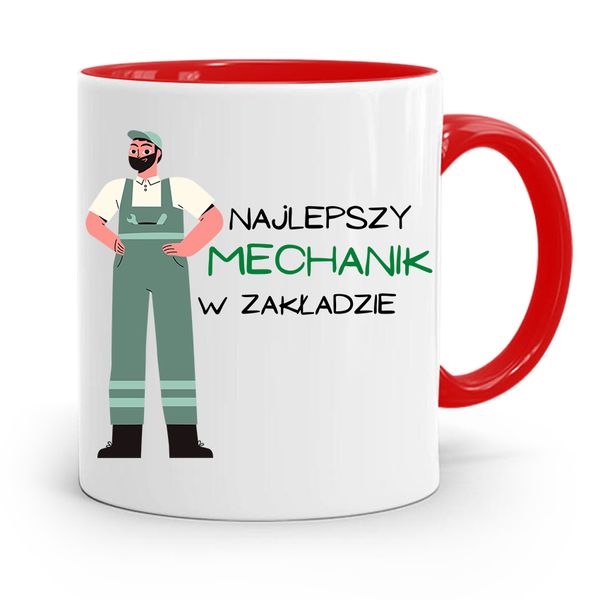 Kubek Czerwony Dla Mechanika Najlepszy W Zakładzie Z Nadrukiem Ze Zdjęciem zdjęcie 1