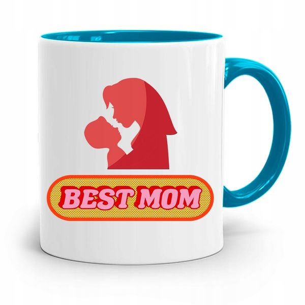 Kubek Błękitny Dla Mamy Matki Best Mom Prezent Z Nadrukiem Ze Zdjęciem zdjęcie 1