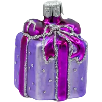 Bombka choinkowa szklana: Prezent z kokardą: fioletowy