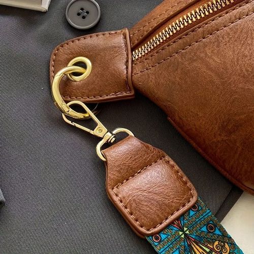 Torebka Damska Nerka BRĄZOWA Pojemna na Ramię Pasek Kolorowy Złoty Zamek na Arena.pl