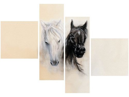 100 70CM OBRAZ 4 ELEM BLACK&WHITE DRUK PŁÓTNO RAMA na Arena.pl