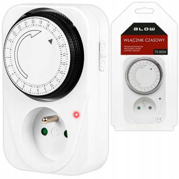 PROGRAMATOR CZASOWY ANALOGOWY TIMER WŁĄCZNIK DO GNIAZDKA 24H 3500W zdjęcie 5