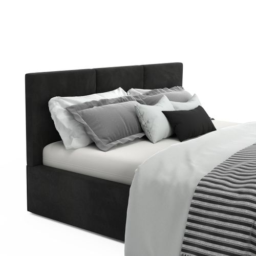 ŁÓŻKO TAPICEROWANE DO SYPIALNI 120x200 ŁÓŻKO PODWÓJNE Z POJEMNIKIEM CZARNE na Arena.pl