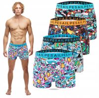Dopasowane Bawełniane Bokserki Męskie Kolorowe śmieszne z szeroką gumą 4Pak