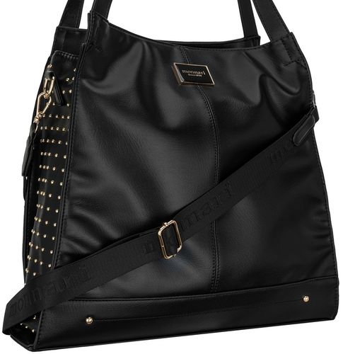 TOREBKA DAMSKA MONNARI Czarna Na Ramię SHOPPER Ćwieki Dżety DŁUGI PASEK na Arena.pl