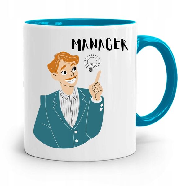 Kubek Błękitny Dla Kierownika Manager Prezent Z Nadrukiem Ze Zdjęciem zdjęcie 1