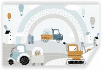 Fototapeta PREMIUM STRUKTURA ZMYWALANA tapeta dziecięca koparki wywrotki