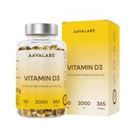 Witamina D3 2000 IU Odporność Kości z Oliwą Extra Virgin 365 kaps |Aavalabs