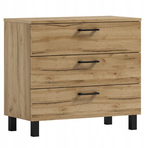 Komoda Nela 80 z 3 szufladami blat 16 dąb craft złoty (W1) na Arena.pl