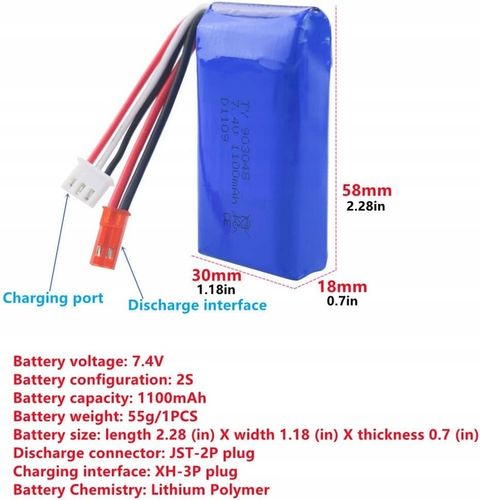 Zestaw 2 baterii 7,4 V 1100 mAh Ładowarka WLtoys A949, A959, A969, A979, na Arena.pl