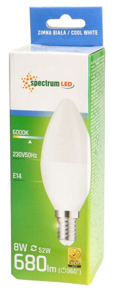 Żarówka LED E14 8W=60W zimna CW WOJ14222 SPECTRUM zdjęcie 3