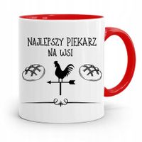 Kubek Czerwony Dla Piekarza Najlpeszy Na Wsi Z Nadrukiem Ze Zdjęciem