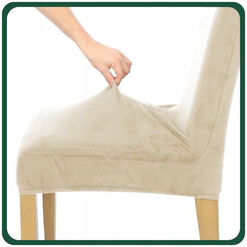 6 SZT POKROWIEC NA KRZESŁO Beż Kaszmirowy WELUR Elastyczny Gruby Pokrowce na Arena.pl