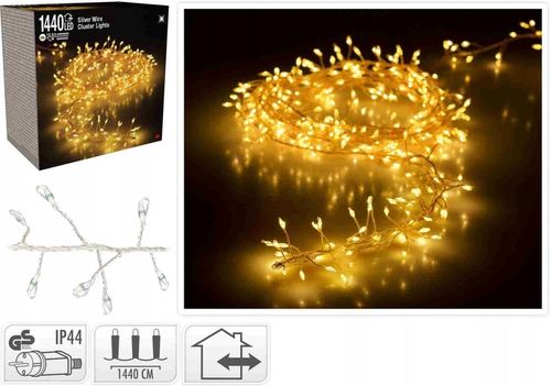 Świąteczne Lampki choinkowe na drucie 14,4 m-1440 led, gęste ciepły kolor na Arena.pl