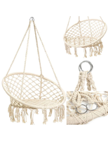 Huśtawka wisząca pleciona fotel BOHO 80cm Ecru