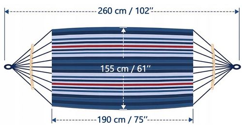 HAMAK OGRODOWY dwuosobowy XXL TURYSTYCZNY huśtawka WZMOCIONY DRĄŻEK 260x155 na Arena.pl