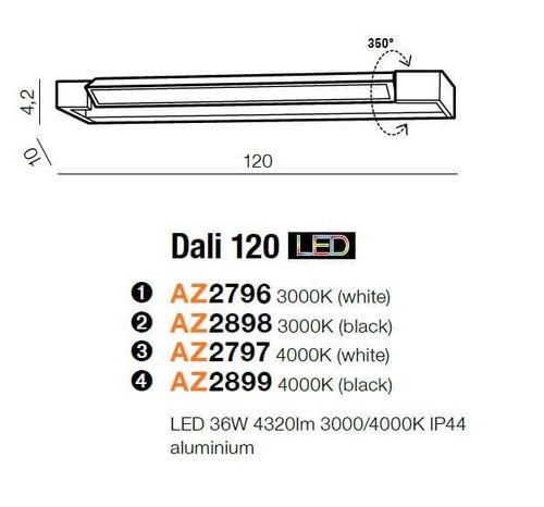Biały kinkiet minimalistyczny Dali LED 36W do łazienki na Arena.pl
