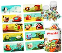 puzzle zestaw zwierzątka domki układanka wzory par 13074